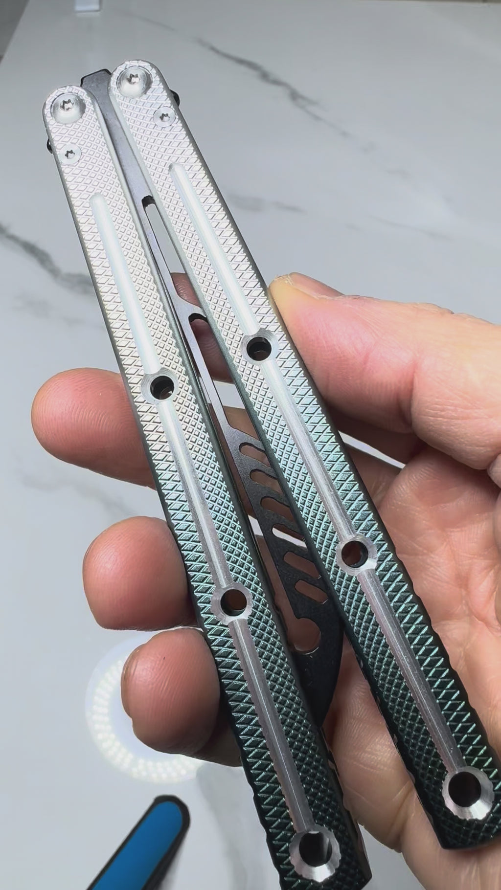Butterfly Durable Balisong Trainer SEA-DRAGON Green/Silver PREMIUM QUALITY Free Shipping