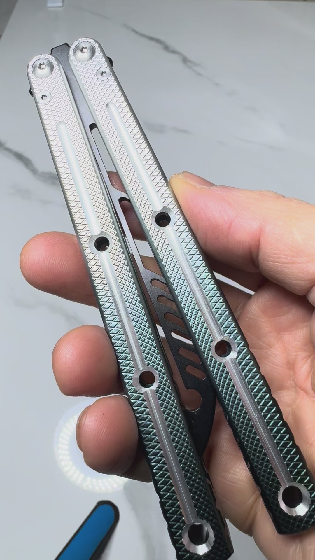 Butterfly Durable Balisong Trainer SEA-DRAGON Green/Silver PREMIUM QUALITY Free Shipping