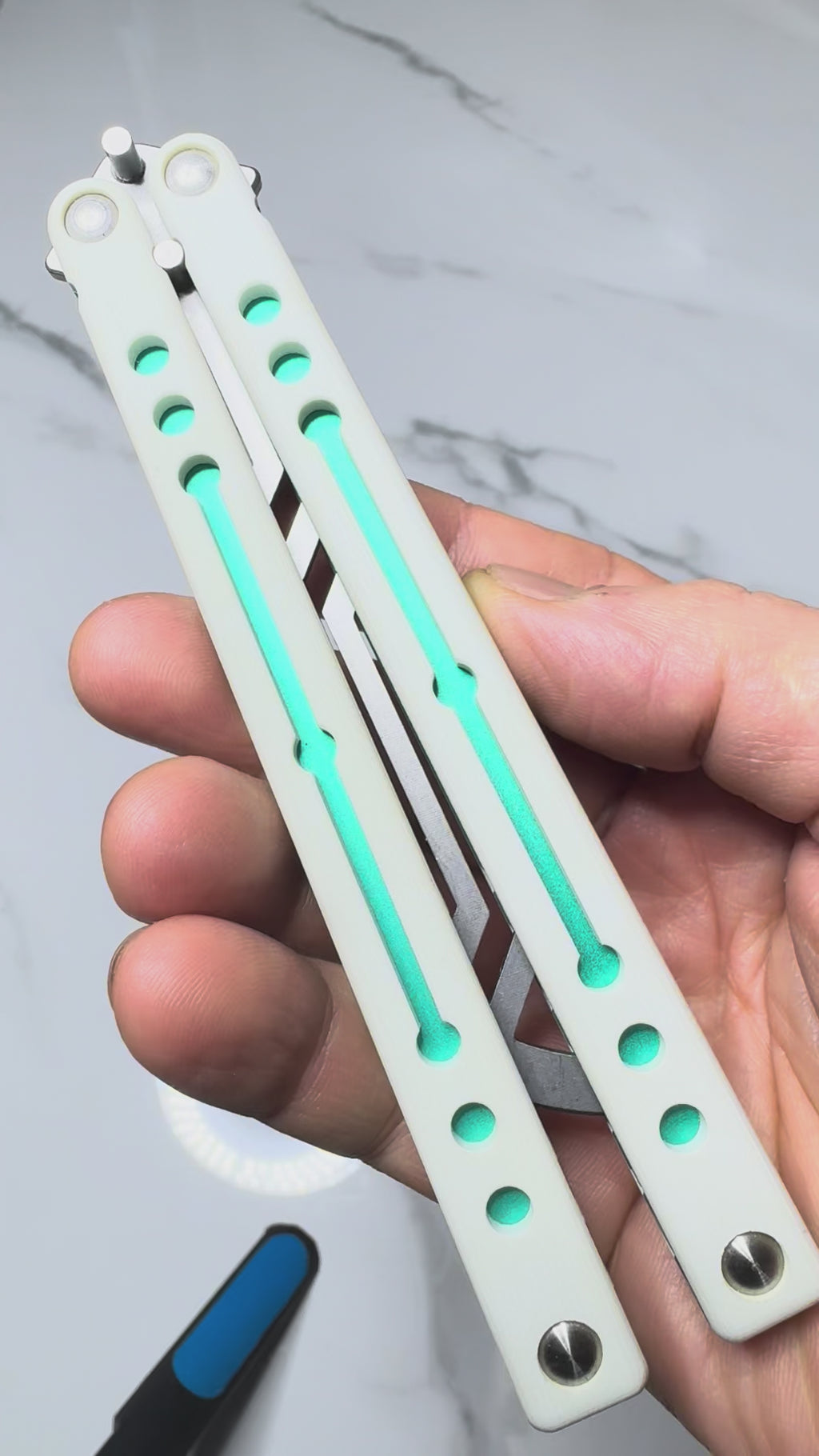 Balisong Butterfly Trainer THEONE AVATAR "WhiteGreen" PREMIUM QUALITY Free Shipping