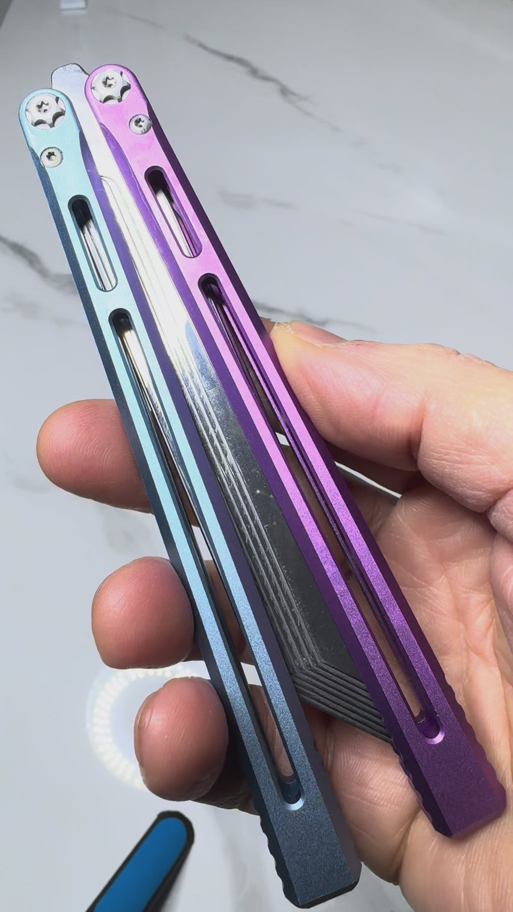 SEA SNAKE Full Aluminium Alloy Blue/Purple Silver blunt blade Safe Balisong Trainer PREMIUM QUALITY Free Fast Shipping