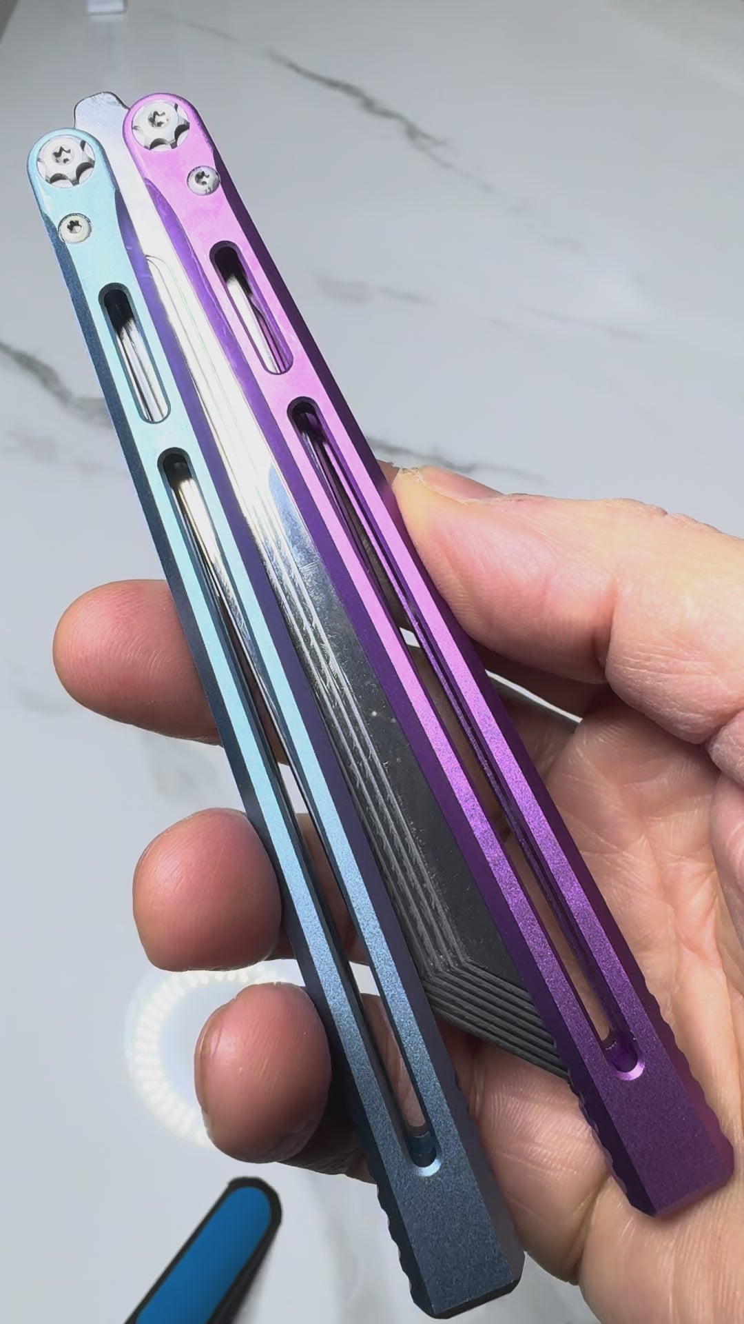SEA SNAKE Full Aluminium Alloy Blue/Purple Silver blunt blade Safe Balisong Trainer PREMIUM QUALITY Free Fast Shipping