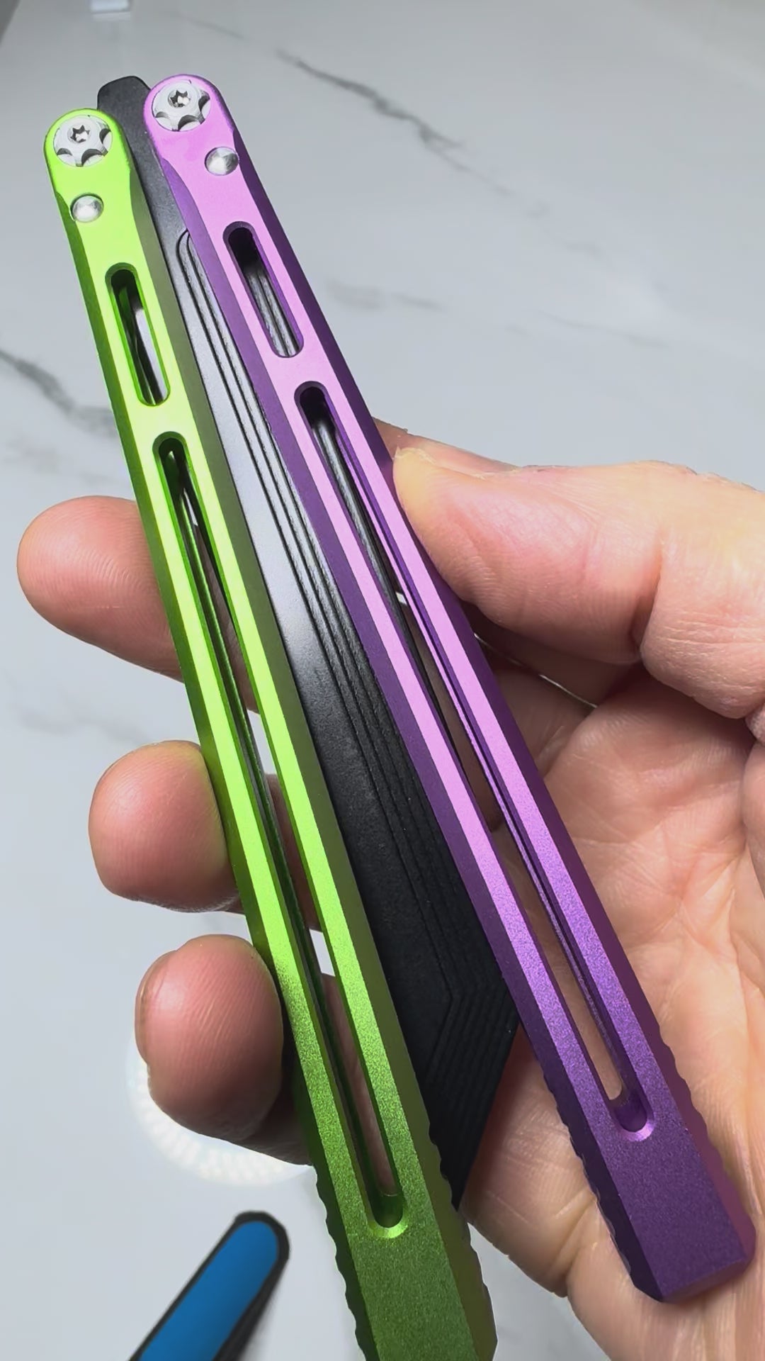 SEA SNAKE Full Aluminium Alloy Green/Purple Black blunt blade Safe Balisong Trainer PREMIUM QUALITY Free Fast Shipping