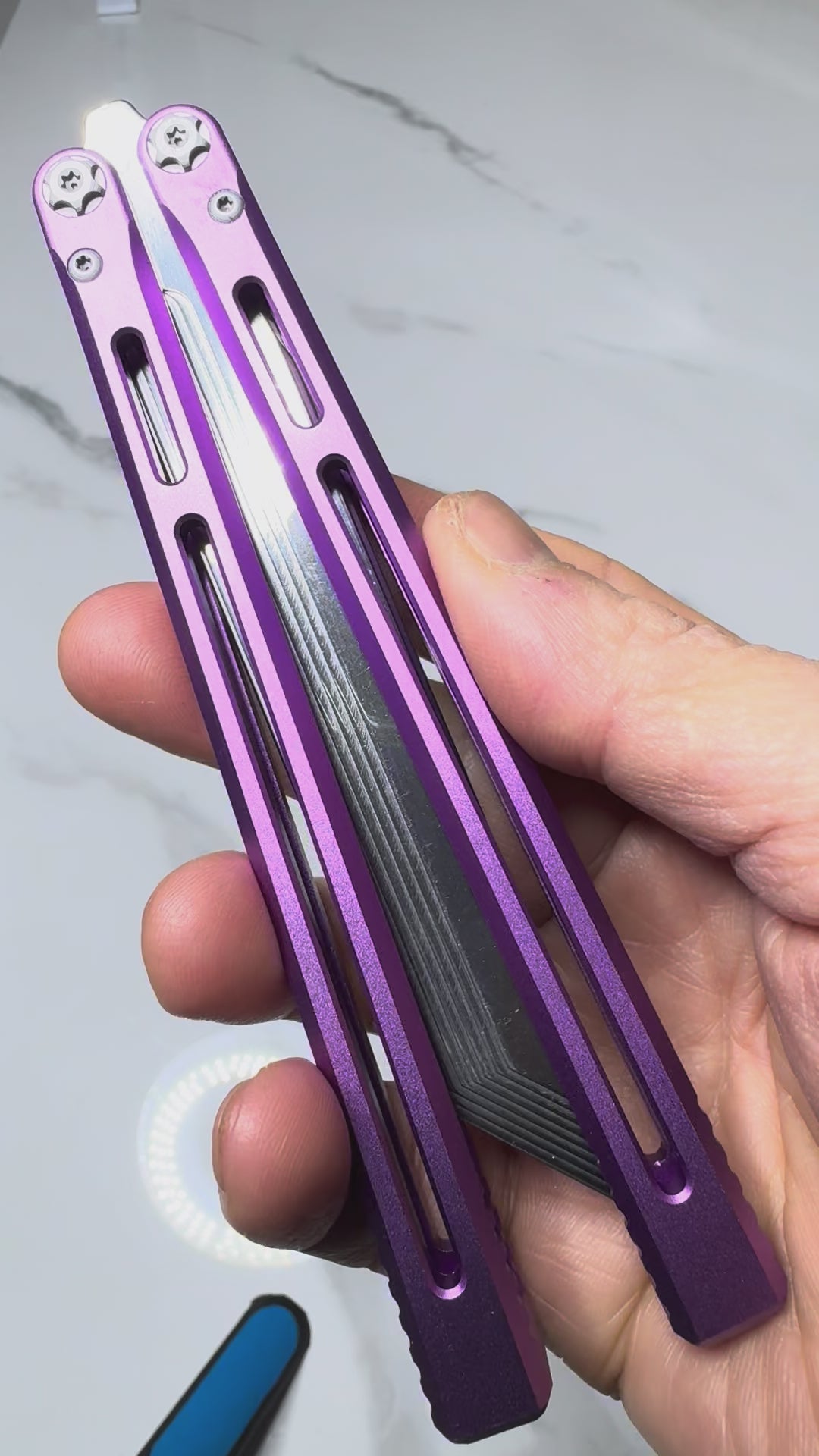 SEA SNAKE Full Aluminium Alloy Purple Silver blunt blade Safe Balisong Trainer PREMIUM QUALITY Free Fast Shipping