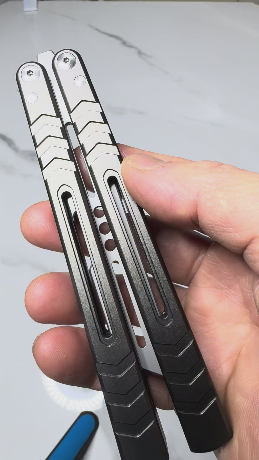 Butterfly BALISONG Trainer/Bottle opener WHALE Grey Silver Blade PREMIUM QUALITY Free Shipping
