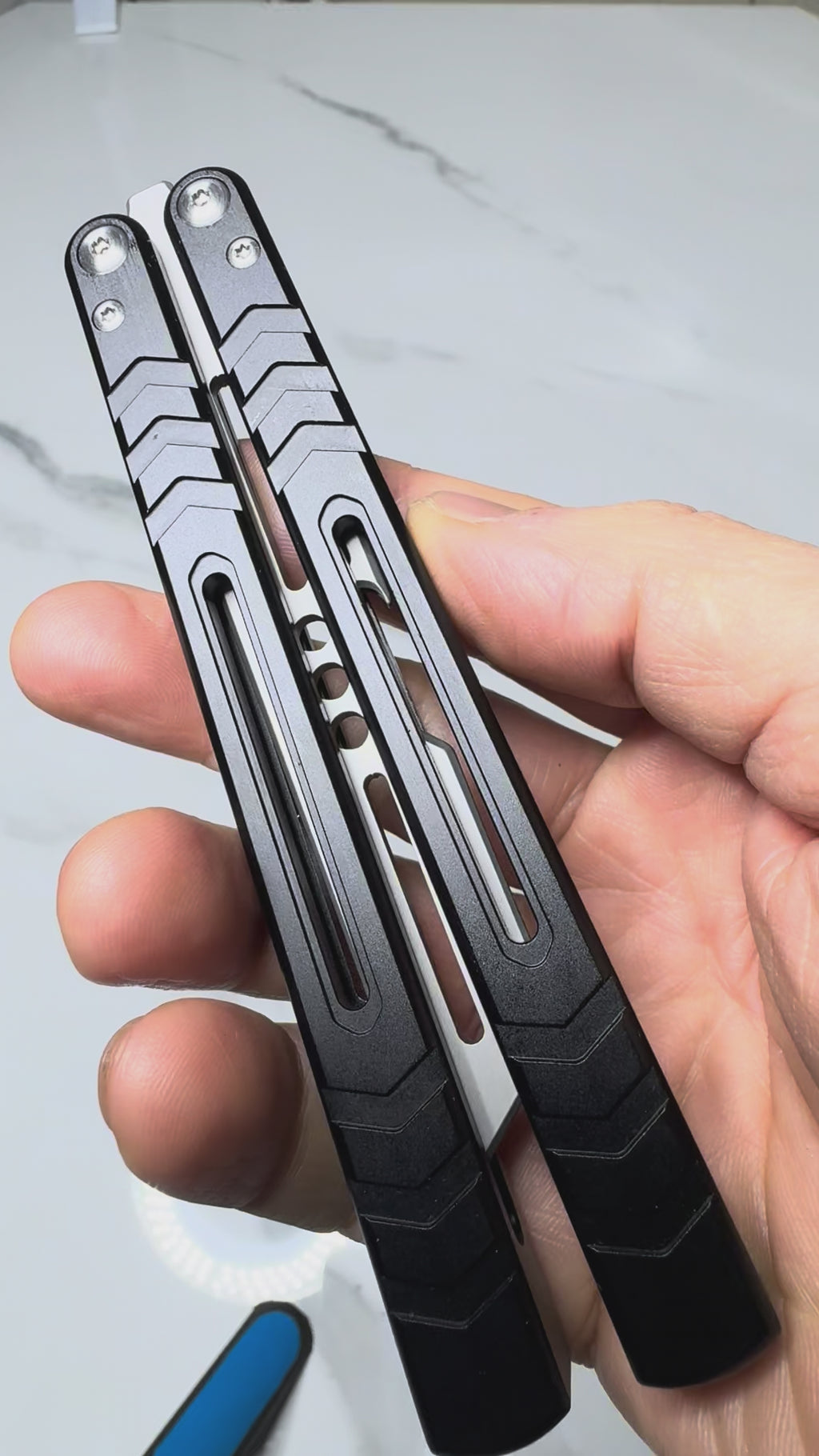 Butterfly BALISONG Trainer/Bottle opener WHALE Black Silver Blade PREMIUM QUALITY Free Shipping