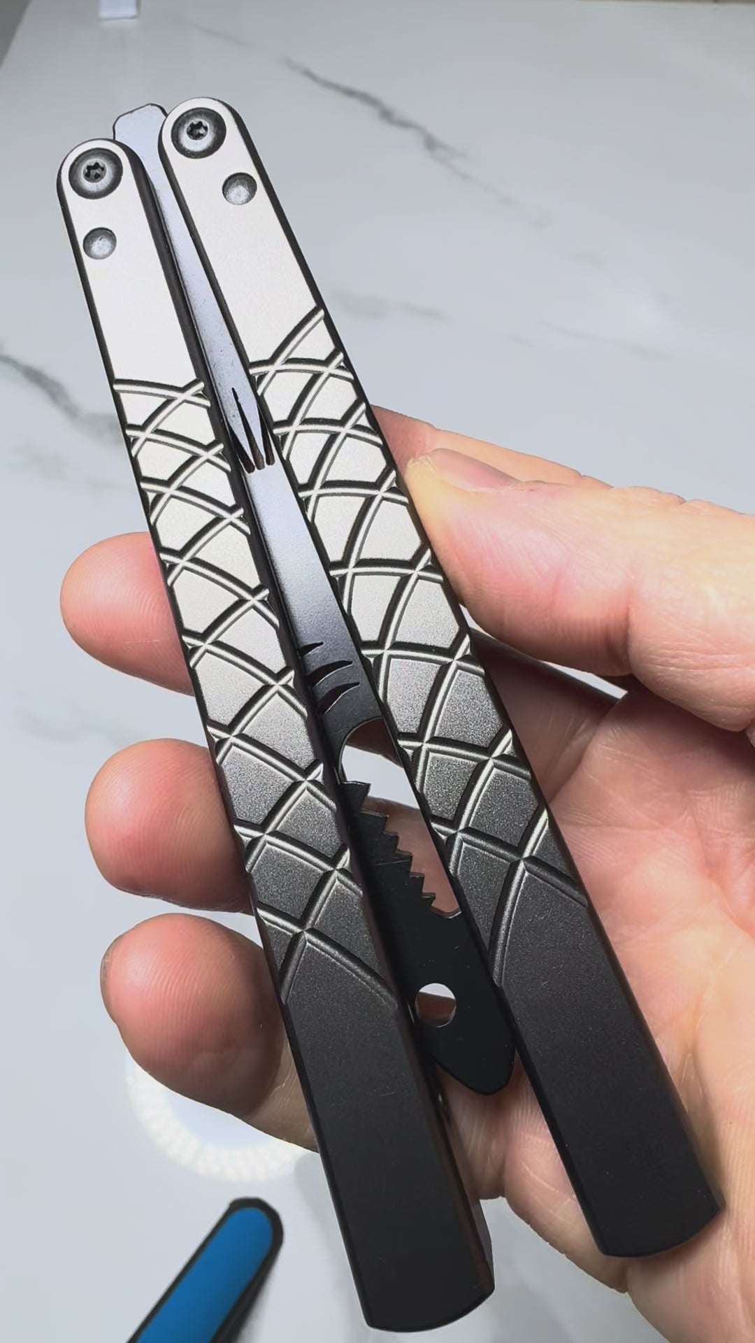 Butterfly BALISONG Trainer/bottle opener TigerShark Grey/Black PREMIUM QUALITY Free Shipping