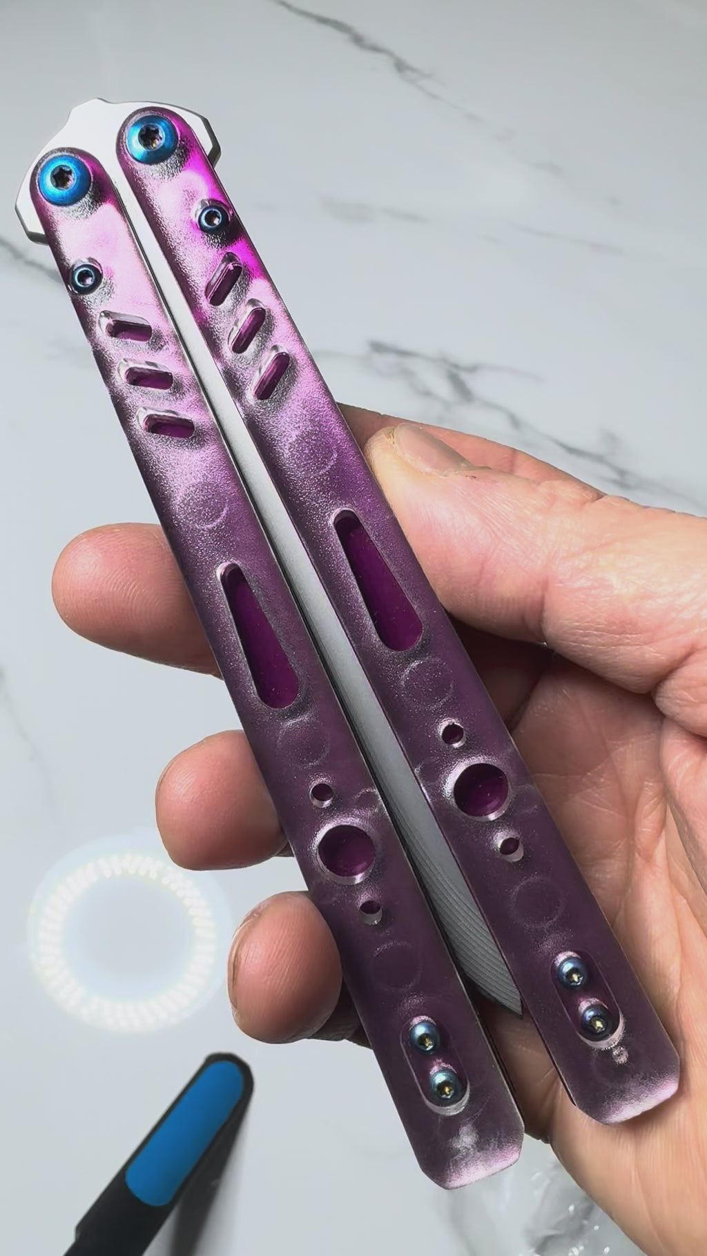 Butterfly Live Blade Balisong SEA LION2 Purple/Grey FREE SHIPPING Age 18+ only